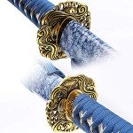 Eroton-Handmade Samurai Katana Sword Real,Full Tang Heat Tempered 1045/1060 High Carbon Steel Sharp Functional,41 Inches for Room Decoration Gift Cosplay Blue……