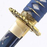 Eroton-Handmade Samurai Katana Sword Real,Full Tang Heat Tempered 1045/1060 High Carbon Steel Sharp Functional,41 Inches for Room Decoration Gift Cosplay Blue……