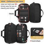 samdew Knife Display Bag for 74+ Pocket Knives, Butterfly Knife Storage Case with 3 Different Size Slots, Folding Knife Organizer Holder, Knife Collection Box with Hard PE Board, Soft Bag Only