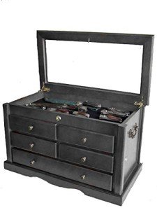 DisplayGifts Collector's Choice Solid Wood Knife Display Case Tool Storage Cabinet w/ 5 Drawer Gallery Quality Black