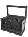 DisplayGifts Collector's Choice Solid Wood Knife Display Case Tool Storage Cabinet w/ 5 Drawer Gallery Quality Black