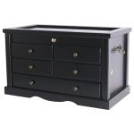 DisplayGifts Collector's Choice Solid Wood Knife Display Case Tool Storage Cabinet w/ 5 Drawer Gallery Quality Black