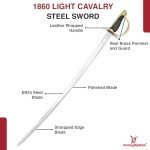 Armory Replicas™ - Commemorative Replica US Calvary Officer Saber - Forged Carbon Steel Decorative Collectible Engraved Civil War Sword w/Metal Scabbard