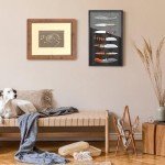 Triceratops Knife Display Case with Lockable Clear Acrylic Door, Wall Mount Wooden Knife Display Stand, Pocket Knife Display Cases for Storage, Collection, Holds up to 7 Knifes (Black)