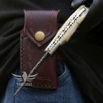 Lara Eagle Damascus Pocket Knife for Men - 133 Layer Solid Steel Handmade Folding Hunting Knives with Sharpner and Leather Pouch - Best Knife for Camping Hunting Hiking - Father’s Day Gifts for Men Husband Dad (Staghorn, Camel Bone)