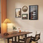 Triceratops Knife Display Case with Lockable Clear Acrylic Door, Wall Mount Wooden Knife Display Stand, Pocket Knife Display Cases for Storage, Collection, Holds up to 7 Knifes (Black)