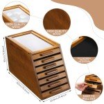 GlikCeil Pocket Knife Display Case Glass Top Display Case Holder Tool Storage Cabinet with Felt Bottom Drawers 7-Tier Pocket Knife Storage for Men Gift