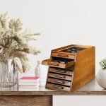 GlikCeil Pocket Knife Display Case Glass Top Display Case Holder Tool Storage Cabinet with Felt Bottom Drawers 7-Tier Pocket Knife Storage for Men Gift