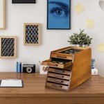 GlikCeil Pocket Knife Display Case Glass Top Display Case Holder Tool Storage Cabinet with Felt Bottom Drawers 7-Tier Pocket Knife Storage for Men Gift