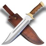 WARIVO KNIFE Handmade D2 Steel 18 Inches Large Bowie Knife, Full Tang Fixed Blade With Rosewood Handle and Brass Guard Hunting Knife with Leather Sheath Ideal for Camping, Hiking, Survival