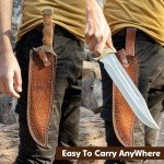 WARIVO KNIFE Handmade D2 Steel 18 Inches Large Bowie Knife, Full Tang Fixed Blade With Rosewood Handle and Brass Guard Hunting Knife with Leather Sheath Ideal for Camping, Hiking, Survival