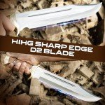 WARIVO KNIFE Handmade D2 Steel 18 Inches Large Bowie Knife, Full Tang Fixed Blade With Rosewood Handle and Brass Guard Hunting Knife with Leather Sheath Ideal for Camping, Hiking, Survival