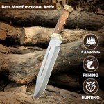 WARIVO KNIFE Handmade D2 Steel 18 Inches Large Bowie Knife, Full Tang Fixed Blade With Rosewood Handle and Brass Guard Hunting Knife with Leather Sheath Ideal for Camping, Hiking, Survival