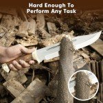 WARIVO KNIFE Handmade D2 Steel 18 Inches Large Bowie Knife, Full Tang Fixed Blade With Rosewood Handle and Brass Guard Hunting Knife with Leather Sheath Ideal for Camping, Hiking, Survival