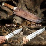 WARIVO KNIFE Handmade D2 Steel 18 Inches Large Bowie Knife, Full Tang Fixed Blade With Rosewood Handle and Brass Guard Hunting Knife with Leather Sheath Ideal for Camping, Hiking, Survival