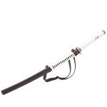 siwode 40 Inch Hand Forged Authentic The Walking Dead Michonne's Katana Sword in T10 Tempered Steel with Brown PU Leather Strap and Zombie Biohazard Logo