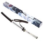 siwode 40 Inch Hand Forged Authentic The Walking Dead Michonne's Katana Sword in T10 Tempered Steel with Brown PU Leather Strap and Zombie Biohazard Logo