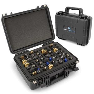 CASEMATIX 56 Folding Knife Case - Waterproof Pocket Knife Holder and Knife Box Organizer Fits 56 Folding Knives, Swiss Army Knives & More Up To 5.5" Folded in Lockable Knife Storage Case