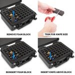 CASEMATIX 56 Folding Knife Case - Waterproof Pocket Knife Holder and Knife Box Organizer Fits 56 Folding Knives, Swiss Army Knives & More Up To 5.5" Folded in Lockable Knife Storage Case