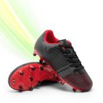 DREAM PAIRS Boys Girls Soccer Cleats Youth Firm Groud Athletic Outdoor Trainning Football Shoes for Little/Big Kid,Size 2 Little Kid,Black/Red,SDSO224K