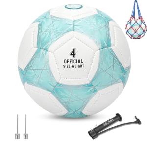 STEEFAN Pink/Blue/Teal Soccer Ball Size 4 for Kids Outdoor Play,Color Change Soccer Official Ball with Needles and Air Pump,Gift Idea for Kid Teen Boy Girl Junior Women,Indoor Outdoor Game Soccer Ball