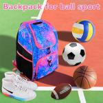 MATEIN Basketball Bag, Sturdy Soccer Bag with Ball Holder & Shoe Compartment, Large Basketball Backpack for Training Equipment, Water Resistant Sports Ball Backpack Fits Volleyball Football, Colorful