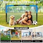 Kids Soccer Goals for Backyard Set - 2 Set of 5X3.6 ft Soccer Nets for Kids Age 3-14,Portable Pop Up Soccer Training Equipment Kit with 20 ft Agility Ladder, Soccer Ball for Toddler Youth Outdoor