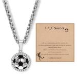 Alissl Soccer Necklace for Men, Women, Teens - Solid Stainless Steel Wheat Chain with Gift Box Sports Accessories Trendy Team Fan Soccer Lover Gifts for Son Daughter Grandson Nephew Granddaughter