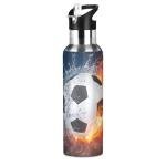 Kids Soccer Water Bottle with Straw - 20 oz