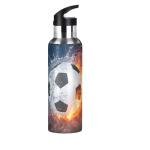 Kids Soccer Water Bottle with Straw - 20 oz