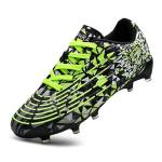 OKPHRA Kids Soccer Cleats Boys Girls Trainning Football Shoes for Little/Big Kid Outdoor Indoor Firm Ground Athletic Turf Lace up Green 39