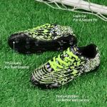 OKPHRA Kids Soccer Cleats Boys Girls Trainning Football Shoes for Little/Big Kid Outdoor Indoor Firm Ground Athletic Turf Lace up Green 39