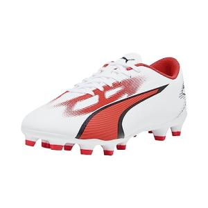 PUMA Men's ULTRA PLAY FIRM GROUND/ARTIFICIAL GROUND Soccer Cleat, PUMA White-PUMA Black-Fire Orchid, 12