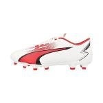 PUMA Men's ULTRA PLAY FIRM GROUND/ARTIFICIAL GROUND Soccer Cleat, PUMA White-PUMA Black-Fire Orchid, 12