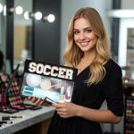 Hmxpls Chenille Letter Bag, Clear Nylon Cosmetic Makeup Bag with Zipper, Varsity Preppy Patch Flat Travel Pouch for Women Girls Gift (Black-SOCCER)