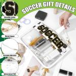 BuyCard Soccer Gift Makeup Bag with Chenille Letter Patch, Clear Cosmetic Pouch PVC Organizer Purse, Waterproof Travel Bag, Portable Toiletry Storage Bag for Her Friends