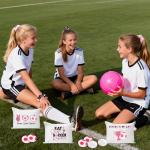 Yopyame Pink Soccer Party Favors - 30pcs Pink Soccer Gifts for Team Girls Sports Accessories with 6 Makeup Bags 12 Sport Hair Scrunchies 6 Key Chains 6 Round Portable Brush Mirror for Coach Team Party