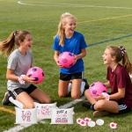 Yopyame Pink Soccer Party Favors - 30pcs Pink Soccer Gifts for Team Girls Sports Accessories with 6 Makeup Bags 12 Sport Hair Scrunchies 6 Key Chains 6 Round Portable Brush Mirror for Coach Team Party