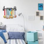 Resama Soccer Medal Hanger Holder Display Rack for Awards Ribbons Personalized Medal Sports Themed Race Ribbon Holder for Wall Metal Display for Men Boy Girl Kid