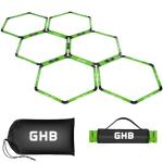 GHB Hex Agility Rings Speed Rings with Carrying Bag 6 Set Portable Hexagon Rings, Agility Ladder for Agility Footwork Training (Green)