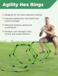 GHB Hex Agility Rings Speed Rings with Carrying Bag 6 Set Portable Hexagon Rings, Agility Ladder for Agility Footwork Training (Green)