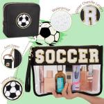 Nunubeo 55 PCS Soccer Gifts, Gift for Girls Teen Girls, Makeup Bag with Chenille Letter Patch, Soccer Lover & Team Gifts, Gift for Daughter Granddaughter Friends Niece Her, Easter Basket Stuffers