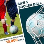 JPHNAN Size 5 Soccer Ball for Adults – High Elasticity, Waterproof, Durable TPU Soccer Ball for Outdoor Training & Matches White Light Blue