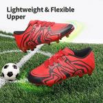 DREAM PAIRS Boys Girls Soccer Cleats Youth Firm Groud Baseball Cleats Sport Athletic Outdoor Trainning Football Shoes for Little/Big Kid,Size 6 Big Kid,Red/Black/Silver,160472-K