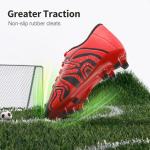 DREAM PAIRS Boys Girls Soccer Cleats Youth Firm Groud Baseball Cleats Sport Athletic Outdoor Trainning Football Shoes for Little/Big Kid,Size 6 Big Kid,Red/Black/Silver,160472-K
