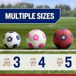 Champion Prodigy Soccer Ball (Size 4, White/Optic Pink/Evening Primrose) – Matte Finish, 32-Panel Design, Enhanced Control, PVC Cover & Butyl Bladder, for Indoor & Outdoor Training, Includes 6" Pump