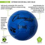 Champion Sports Extreme Series Soccer Ball, Regulation Size 5 - Collegiate, Professional, and League Standard Kick Balls - All Weather, Soft Touch, Maximum Air Retention - for Adults, Teenagers, Blue