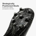 LEOCI Soccer Cleats for Women's and Men's Outdoor Unisex Football Shoes Firm Rugby Boots Black-Grey