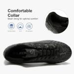 LEOCI Soccer Cleats for Women's and Men's Outdoor Unisex Football Shoes Firm Rugby Boots Black-Grey