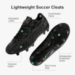 LEOCI Soccer Cleats for Women's and Men's Outdoor Unisex Football Shoes Firm Rugby Boots Black-Grey